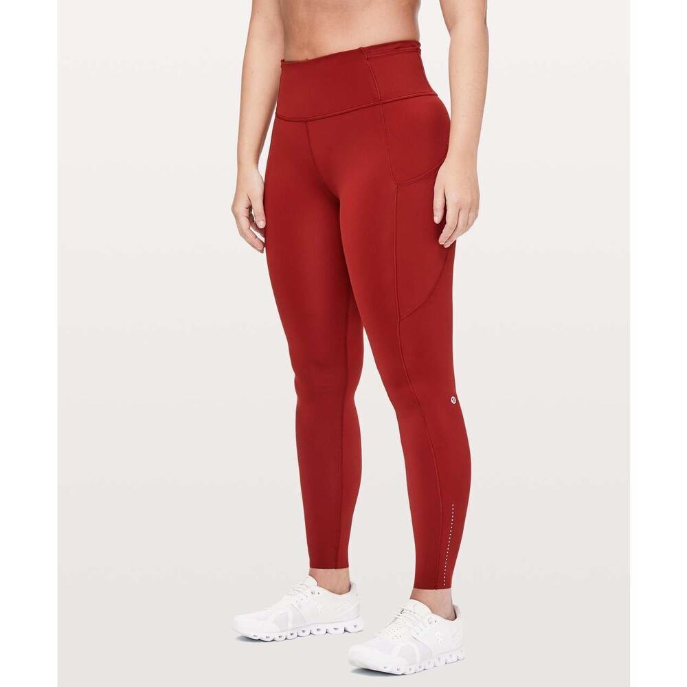 Lululemon Fast & Free Full Length Tight *Nulux 28" Dark Sport Red Sz 6